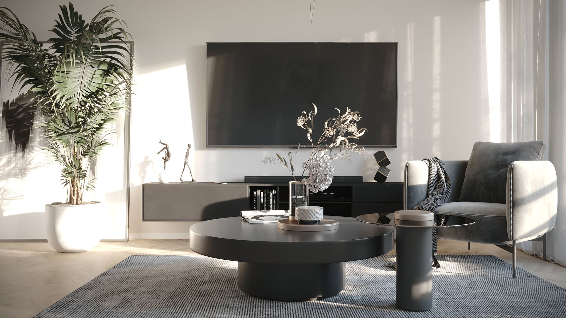 Minimalist Salon Konsepti - İç Mekân Görselleştirme